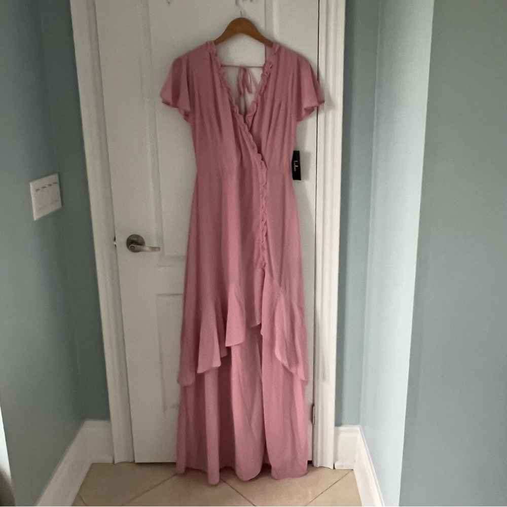 Nwt Lulu’s pour the Champaign formal flowing ruffle dress size medium light pink